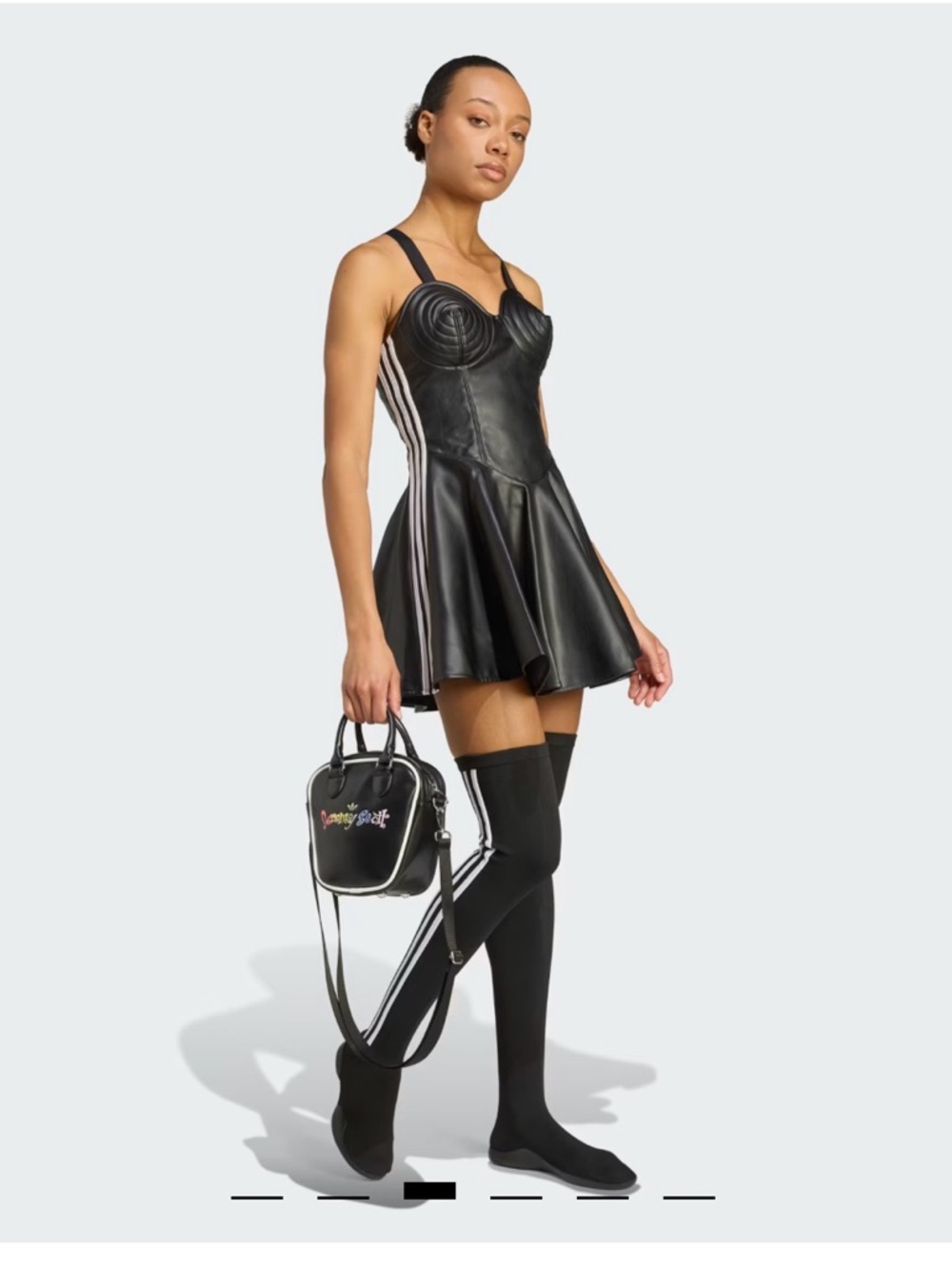 Adidas X Jeremy Scott Black Faux Leather Dress Mini Rare Size 18 NWT